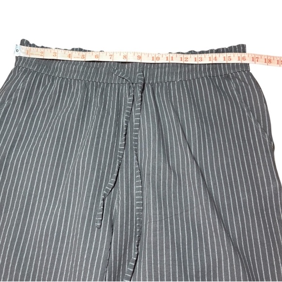 UNBRANDED Linen Cotton Blend Grey Pinstripe Pull On Wide Leg Pants Pockets Sz XL - Picture 5 of 9